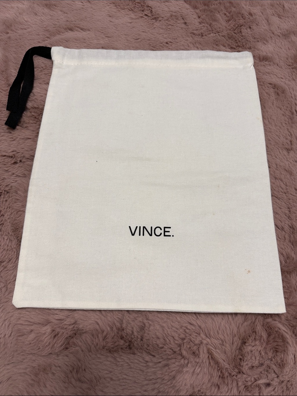 Vince White Drawstring Logo Pouch with Black Tie 14 X 12